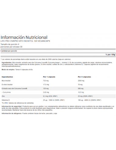 OVAPRO MYO INOSITOL Life Pro - 120 vegan caps